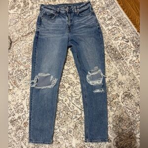 American Eagle Outfitters Ripped Blue Ankle Jeans